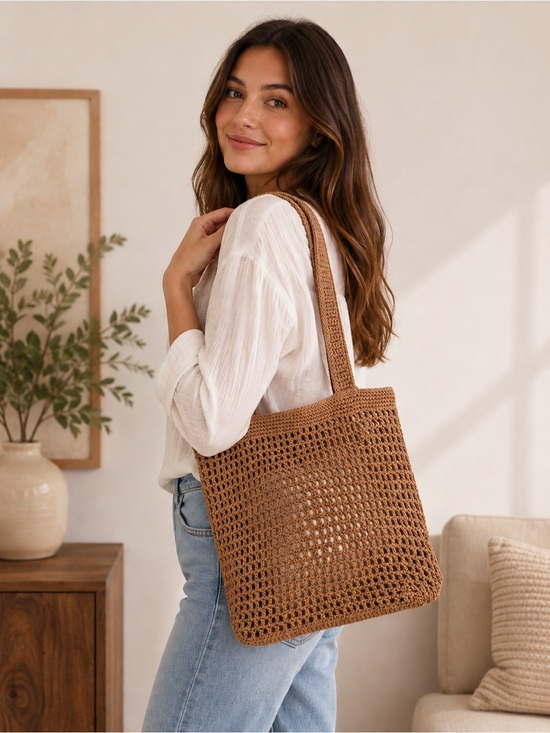 The Sak Handbags - The Sak Brown Handwoven Crochet Tote